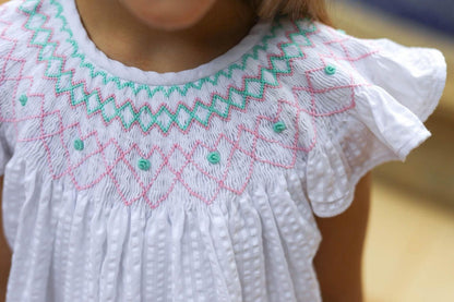 Pink Smocked Seersucker Short Set