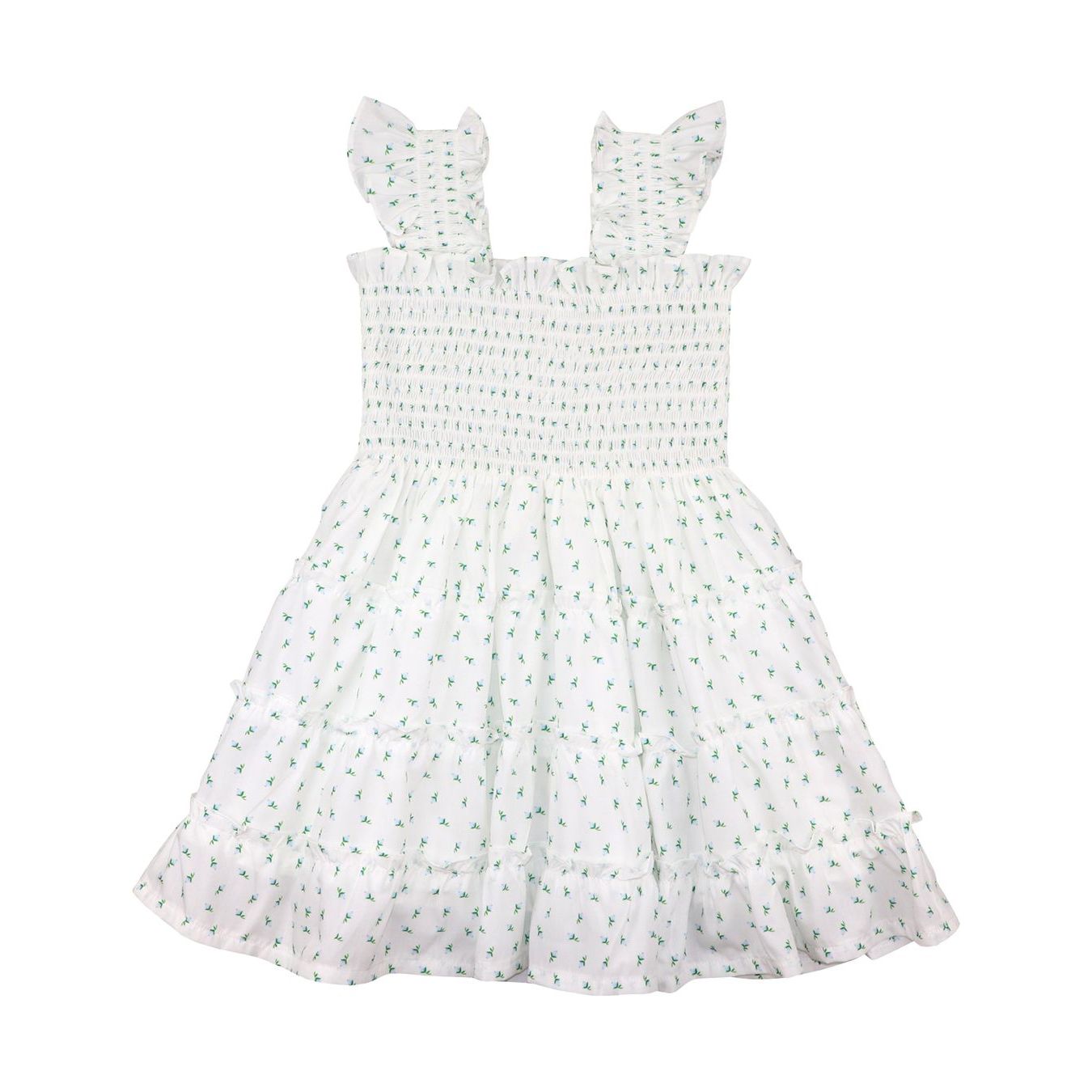 Blue Rosebud Smocked Dress