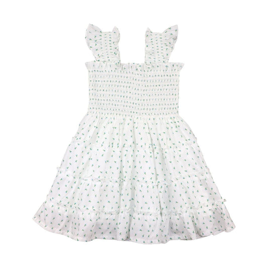 Blue Rosebud Smocked Dress