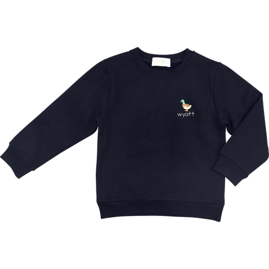 Navy Embroidered Mallard Sweatshirt