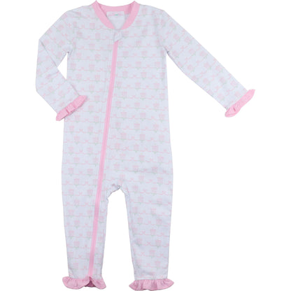 Pink Birthday Cake Knit Zipper Pajamas