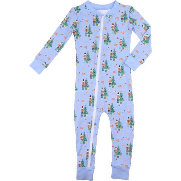 Blue Nutcracker Knit Zipper Pajamas