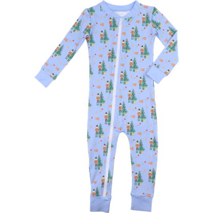 Blue Nutcracker Knit Zipper Pajamas