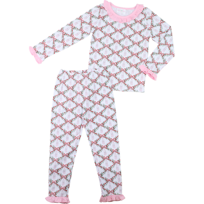 Holiday Garland And Ballet Slipper Knit  Pajamas