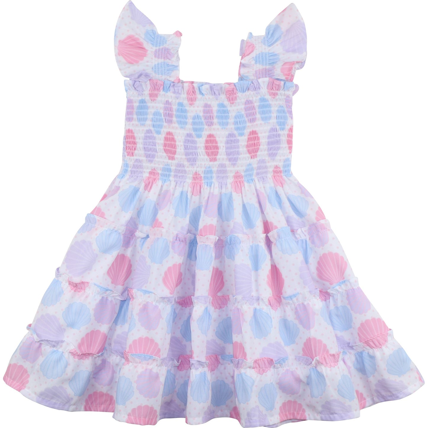 Seashell Print Smocked Dress