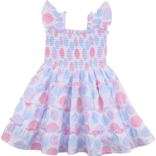 Seashell Print Smocked Dress