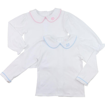 White And Pink Knit Peter Pan Shirt  Monogram