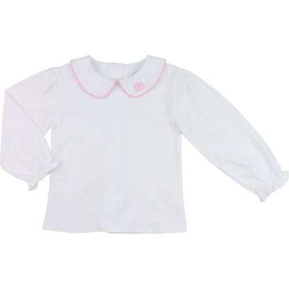 White And Pink Knit Peter Pan Shirt  Monogram