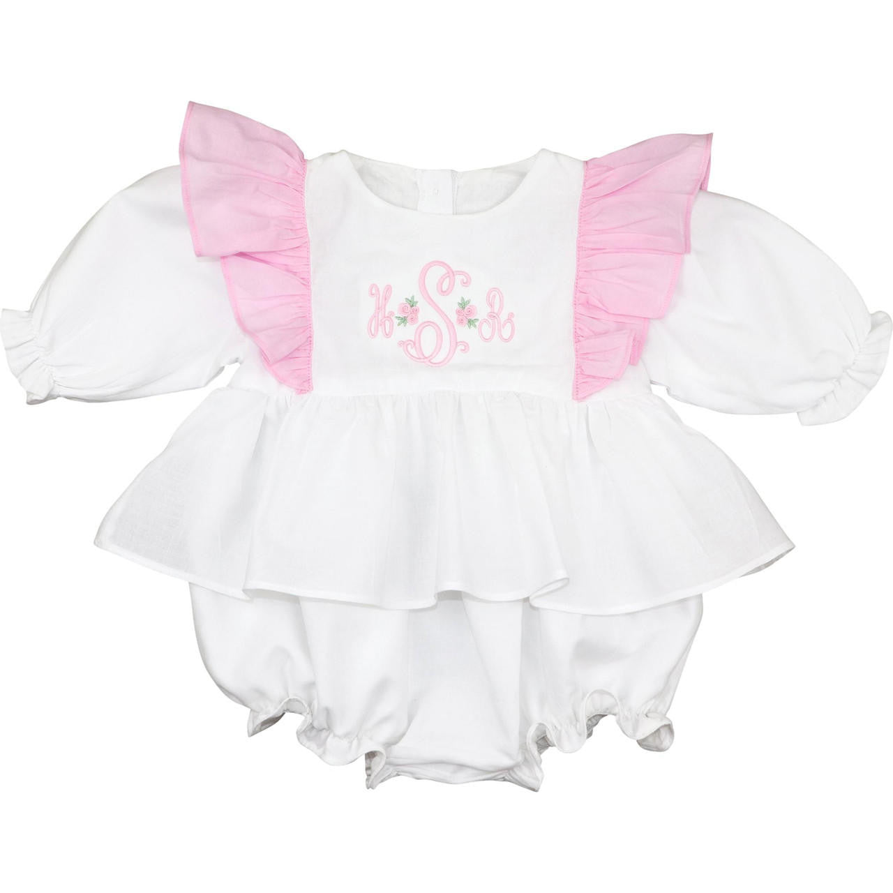 White And Pink Ruffle Bubble Smocked Threads