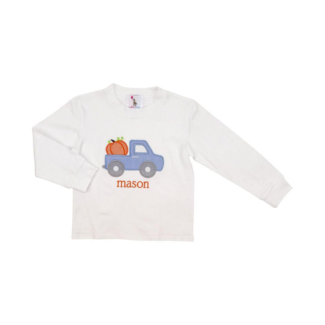 White Knit Pumpkin And Truck Shirt - Shipping Mid September  Monogram