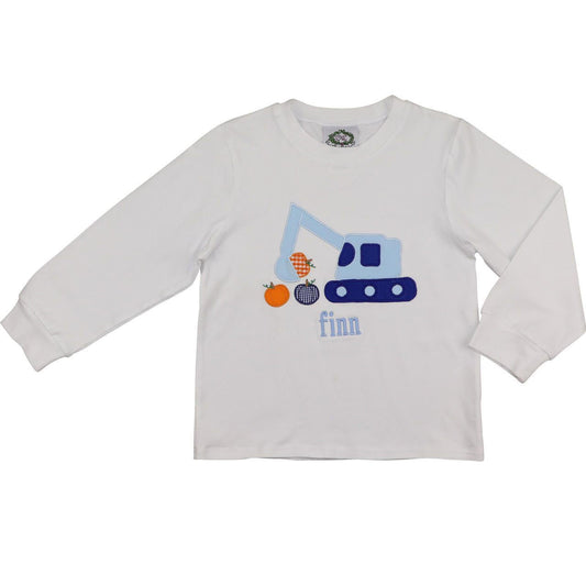 White Knit Pumpkin Excavator Shirt - Shipping Mid September  Monogram