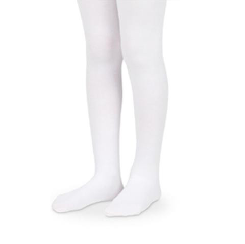 White Microfiber Smooth Footed Girls Tights Smocked Threads