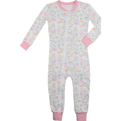 Pink And Orange Pumpkin Patch Knit Zipper Pajamas