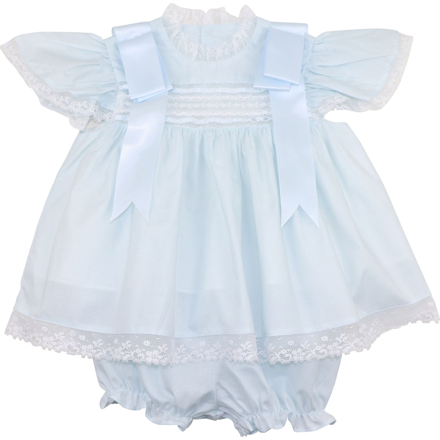 Blue Heirloom Lace Diaper Set