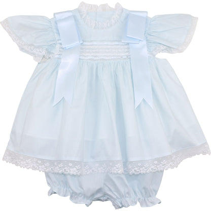 Blue Heirloom Lace Diaper Set