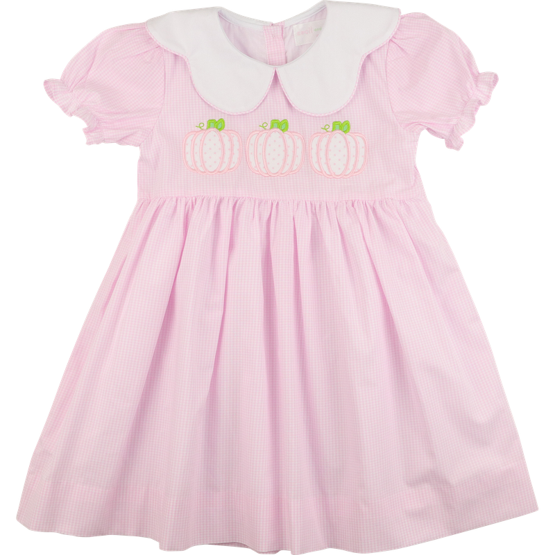 Pink Gingham Applique Pumpkins Dress