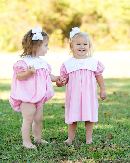 Pink Embroidered Hearts Bubble