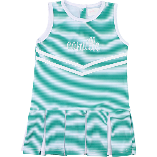 Green Striped Lycra Tennis/Cheer Dress