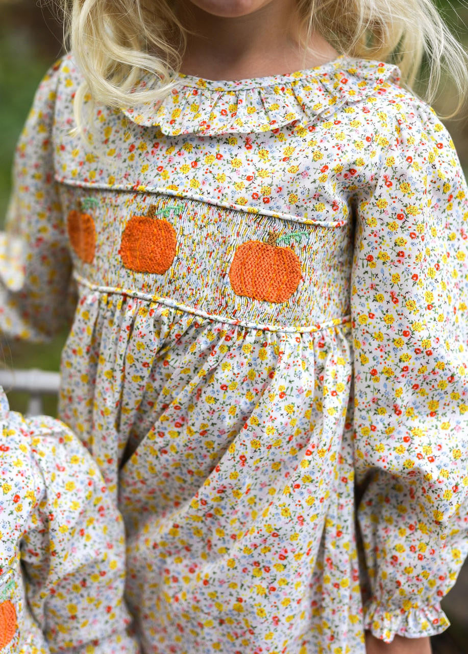 Yellow Liberty Smocked Pumpkin Dress - Shipping Late September  Smocked Threads