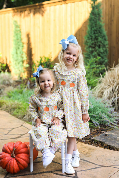 Yellow Liberty Smocked Pumpkin Dress - Shipping Late September  Smocked Threads