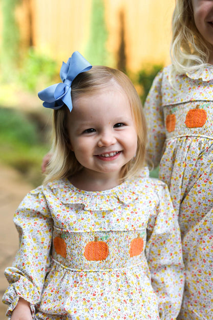 Yellow Liberty Smocked Pumpkin Long Bubble - Shipping Late September  Smocked Threads