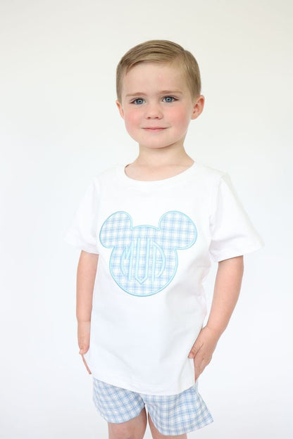 Blue Seersucker Mouse Ears Short Set