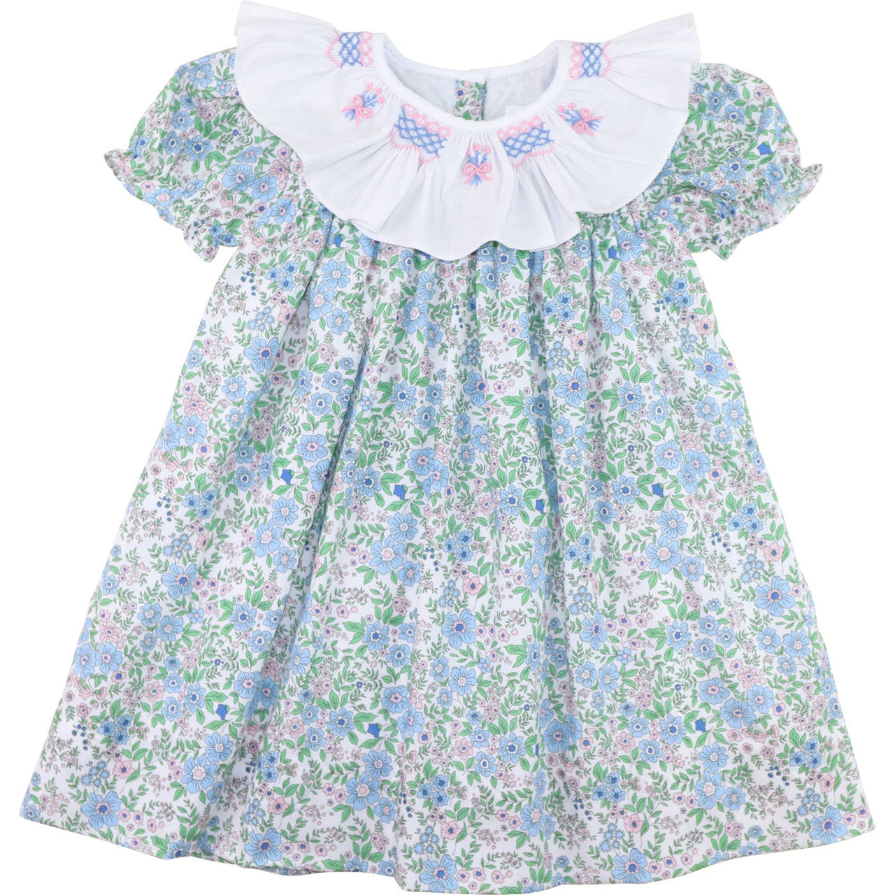 Floral Smocked Ruffle Collar Dress