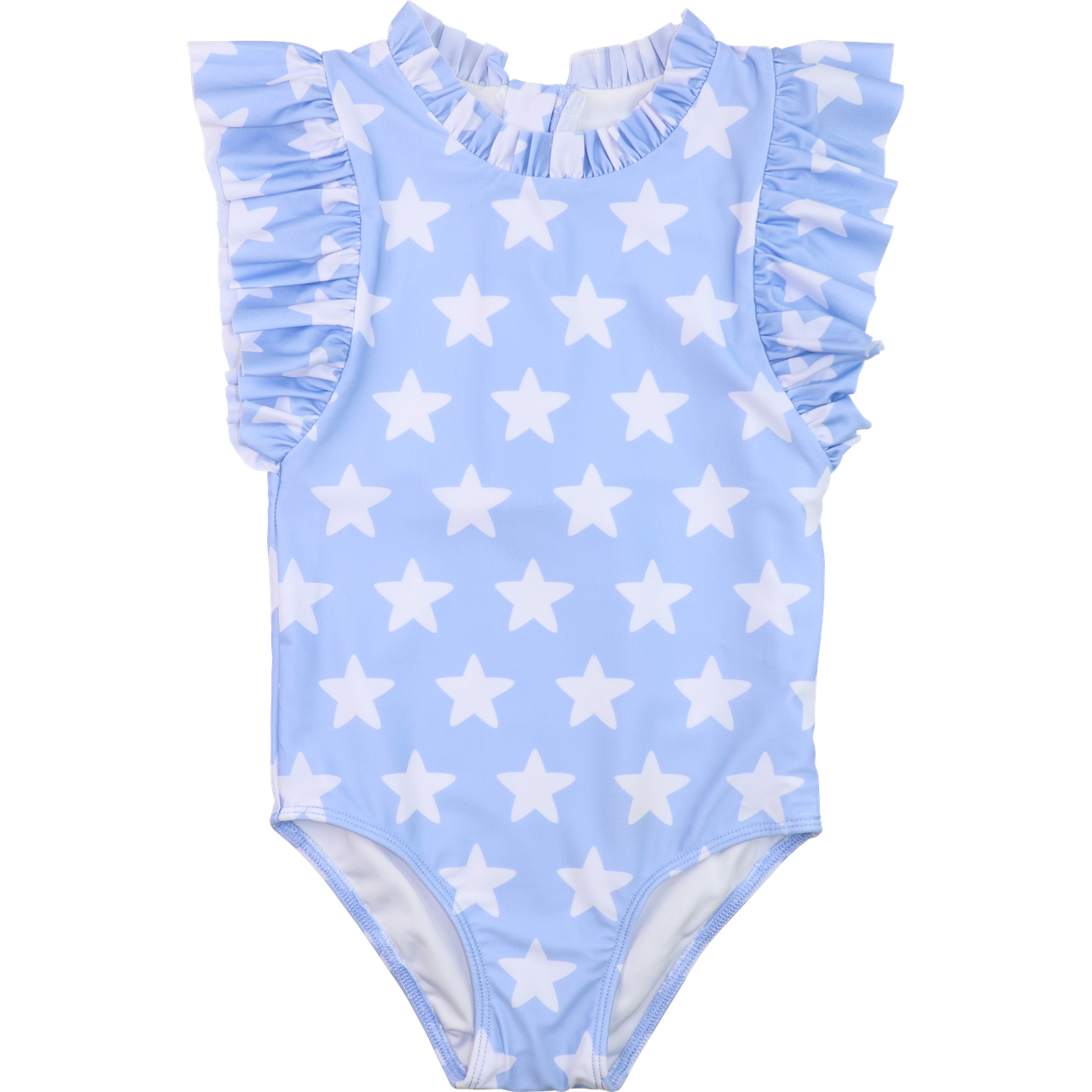 Blue And White Star Print Lycra Swimsuit