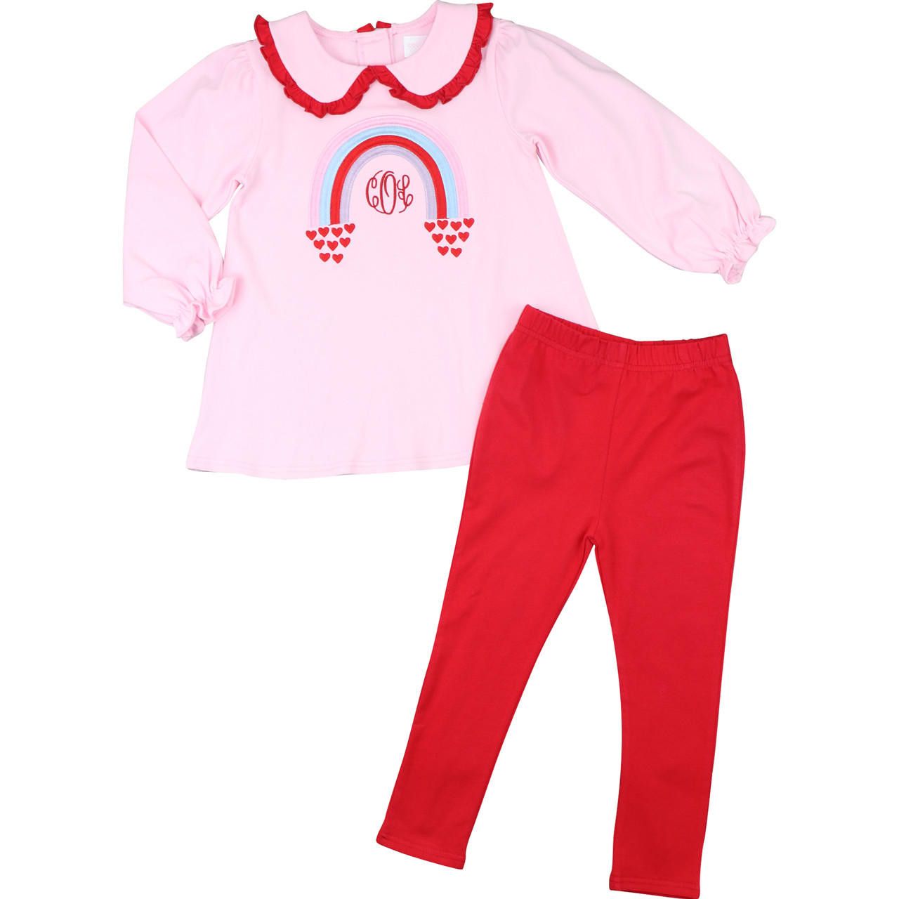 Pink And Red Valentine Rainbow Knit Legging Set