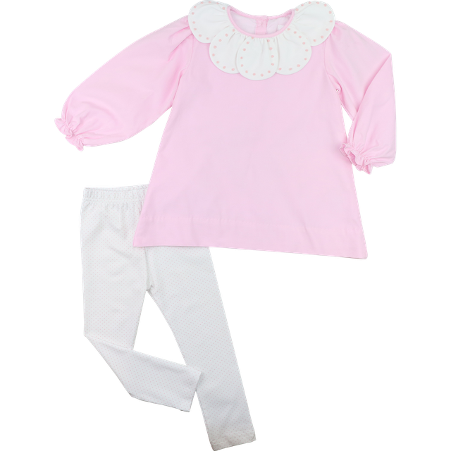 Pink Corduroy Petal Collar Legging Set