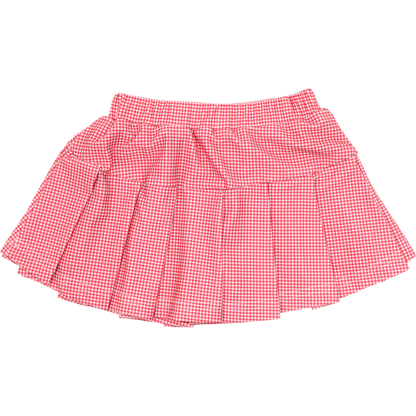 Red Gingham Lycra Tennis Skirt