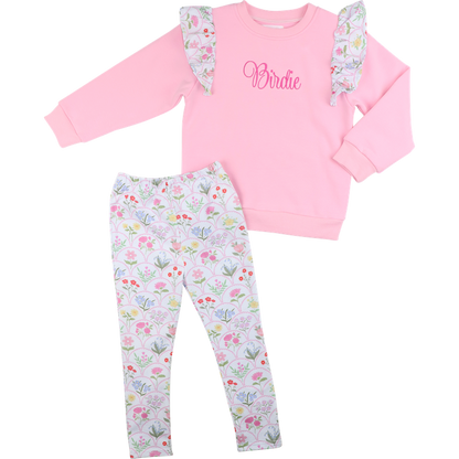 Pink Garden Print Legging Set